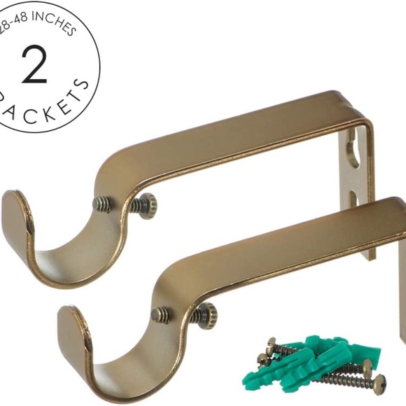 Gold Rods for Window 28-48 inch, Adjustable Single Window Curtain Rods With End - Picture 3 of 3